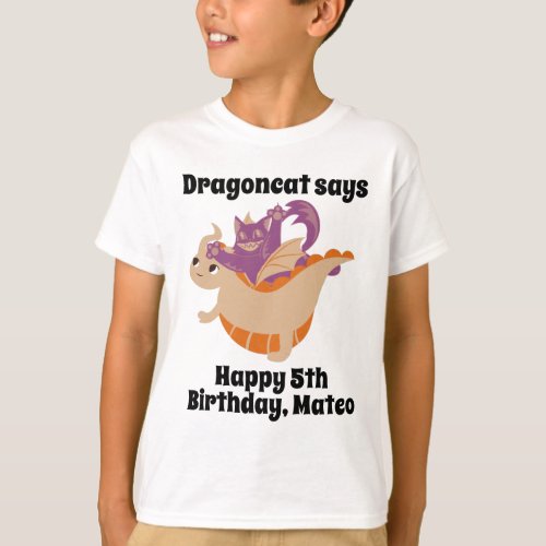 Funny Dragoncat Personalized Birthday T_Shirt
