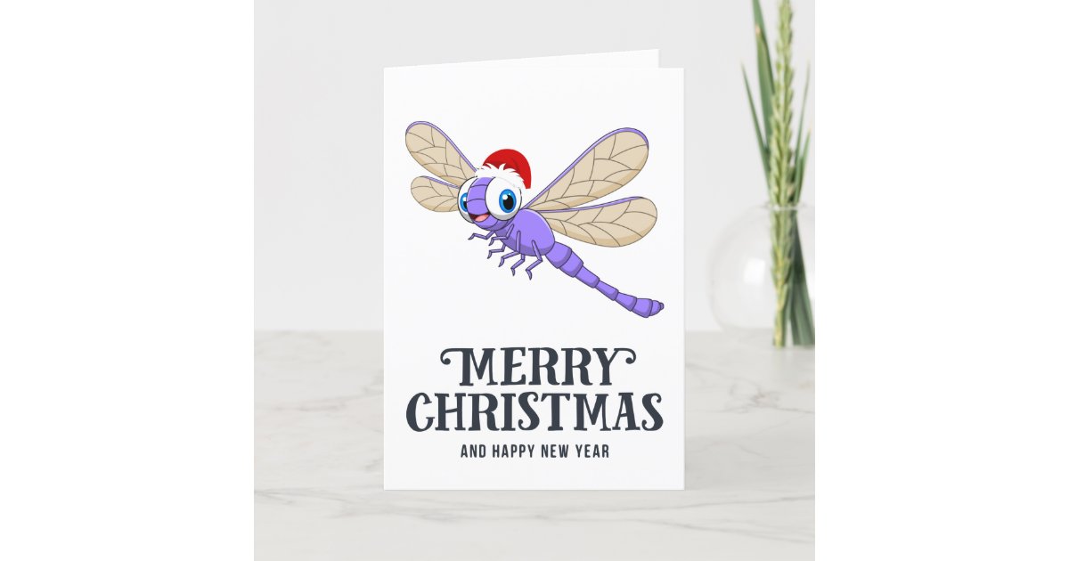 Funny Dragonfly Christmas Card | Zazzle