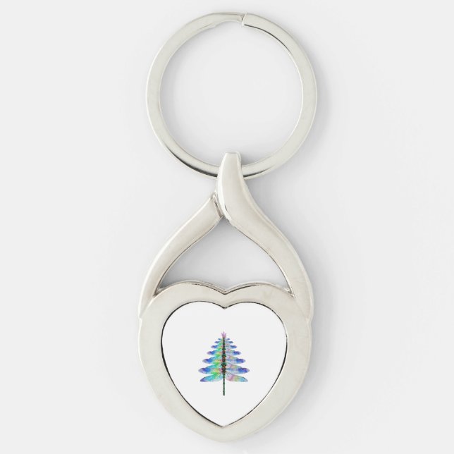 Funny Dragonfly Christmas Tree Keychain (Front)