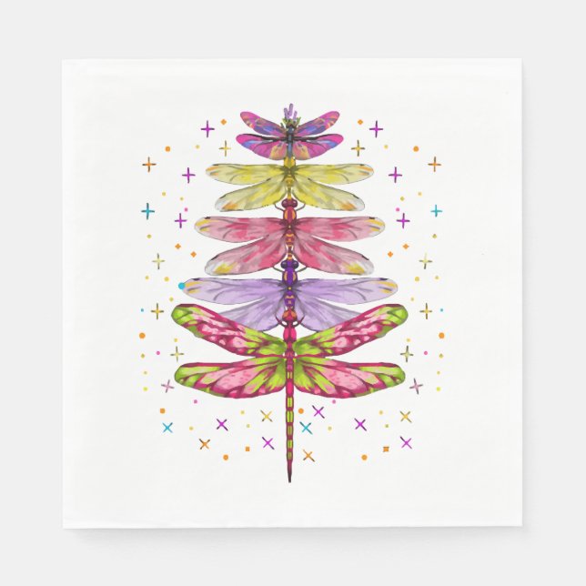 Funny Dragonfly Christmas Tree  Napkins (Front)