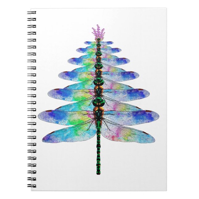 Funny Dragonfly Christmas Tree Notebook (Front)