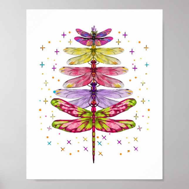 Funny Dragonfly Christmas Tree  Poster (Front)
