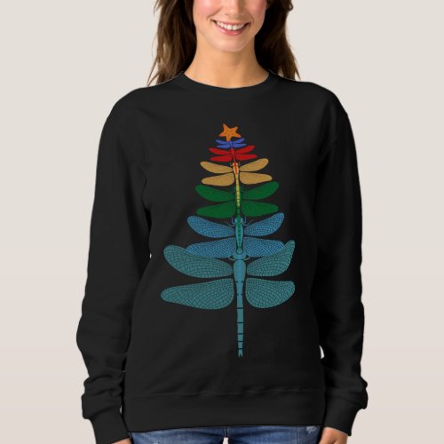 Funny Dragonfly Christmas Tree Xmas Watercolor Gif Sweatshirt