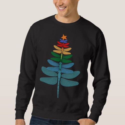 Funny Dragonfly Christmas Tree Xmas Watercolor Gif Sweatshirt