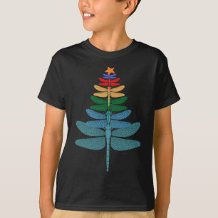 Funny Dragonfly Christmas Tree Xmas Watercolor Gif T-Shirt