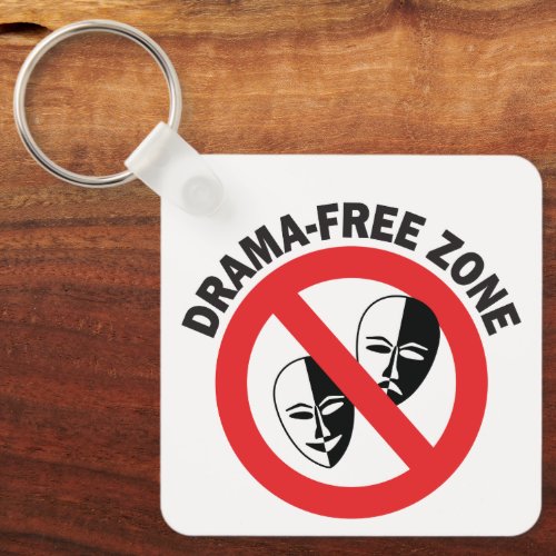 Funny Drama Free Zone with Icons Keychain