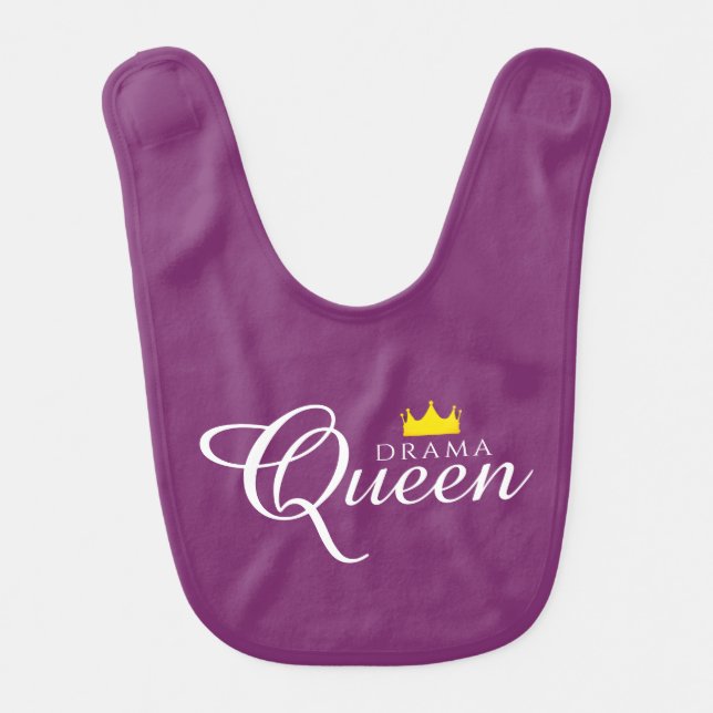 Funny Drama Queen with Royal Crown Baby Bib (Front)