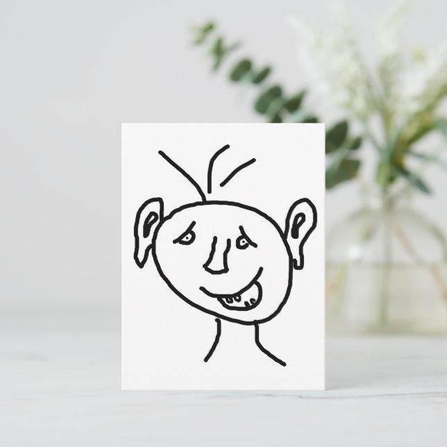 Funny drawing face postcard (Standing Front)