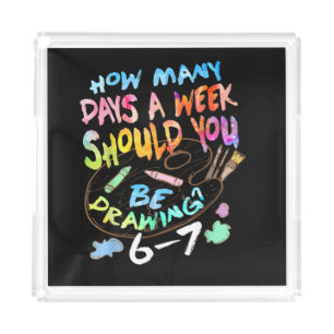 Funny Drawing Sketching Artist Acrylic Tray