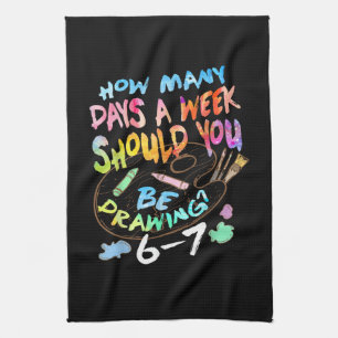 Funny Drawing Sketching Artist Kitchen Towel