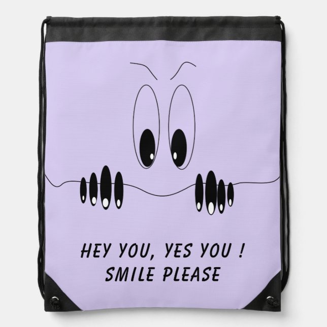 Funny Drawstring Bag Curiosity Eyes - Smile (Front)