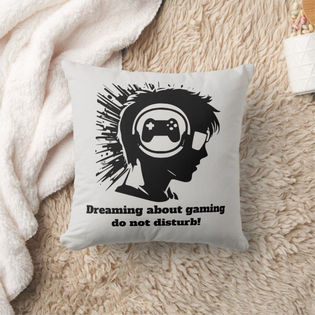 Funny dreaming Gamer add text  Throw Pillow (Blanket)