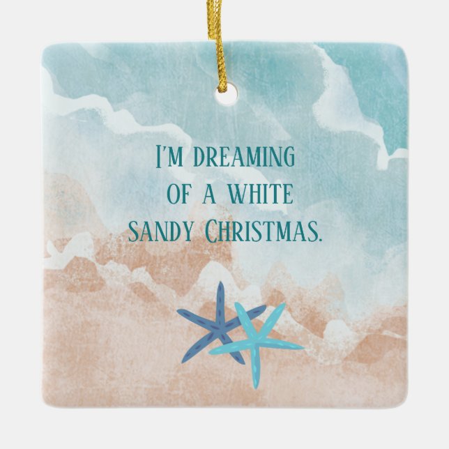 Funny Dreaming of Beach Photo Christmas Ceramic Ornament (Front)