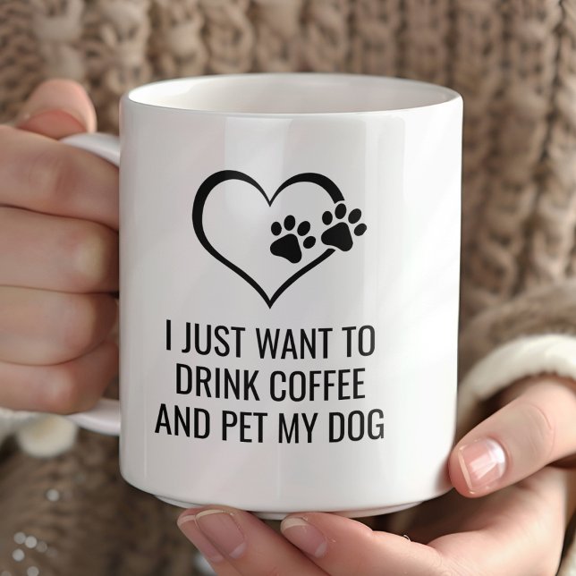 Funny Drink Coffee and Pet My Dog Mug (Creator Uploaded)