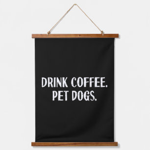 Funny Drink Coffee Pet Dogs Cute Coffee Lover Dog  Hanging Tapestry
