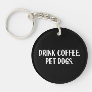 Funny Drink Coffee Pet Dogs Cute Coffee Lover Dog Keychain