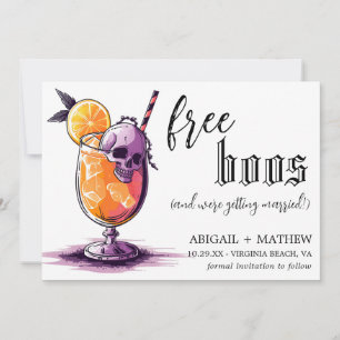 Funny Drink Free Boos Photo Halloween Wedding  Save The Date