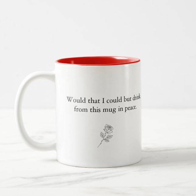 Funny Drink in Peace Minimalist Two-Tone Coffee Mug (Left)