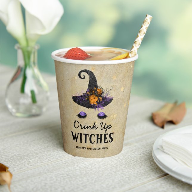 Funny 'Drink Up Witches' Adult Halloween Party Paper Cups (Insitu)