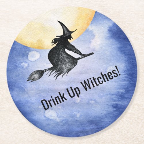 Funny Drink Up Witches Halloween Coaster