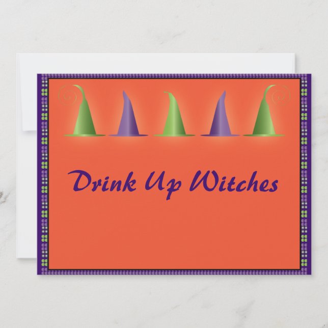 Funny Drink Up Witches Happy Halloween Invitation (Front)