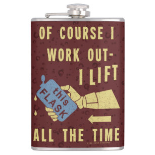 Funny Drinking Alcohol Work Out Humor Brown Flask