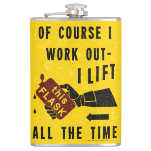 Funny Drinking Alcohol Work Out Humor Yellow Flask