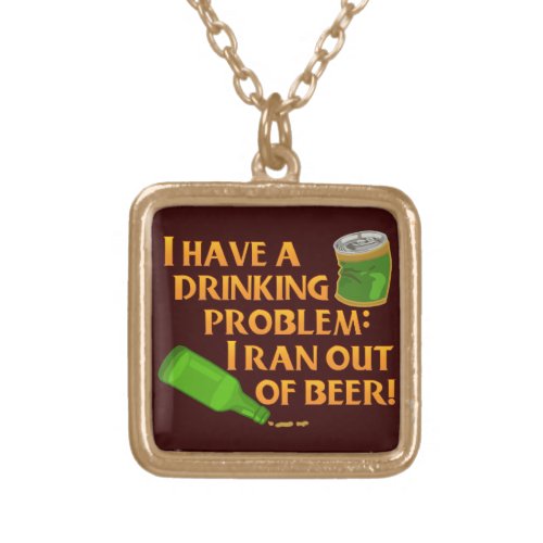 Funny Drinking Beer Gold Plated Necklace