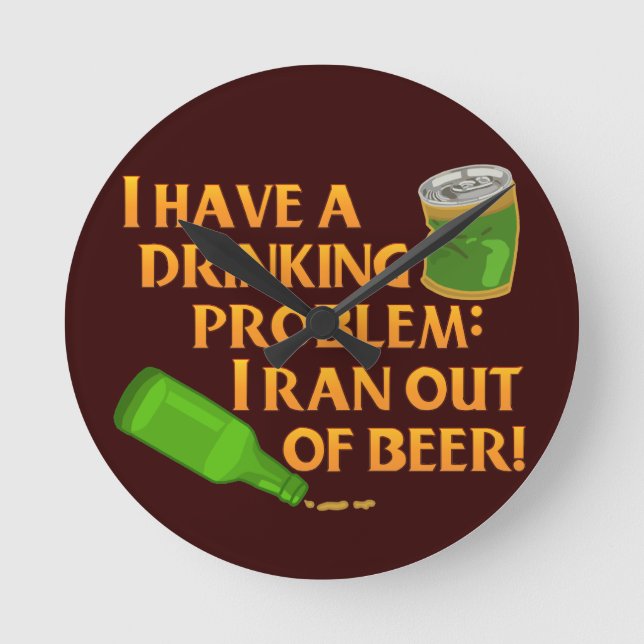 Funny Drinking Beer Round Clock (Front)