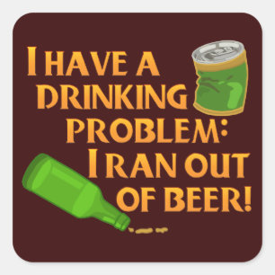 Funny Drinking Beer Square Sticker