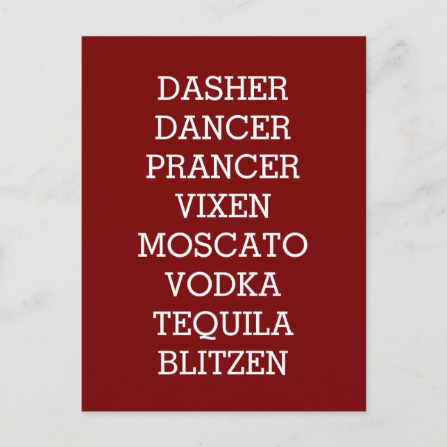 Funny Drinking Christmas Postcard (Front)