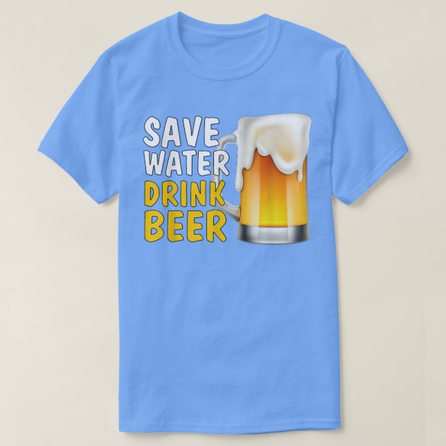 Funny Drinking Dad Save Water Drink Beer Funny Bee T-Shirt (Design Front)
