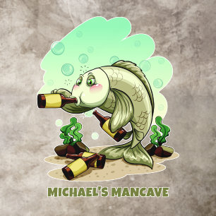 Funny Drinking Fish custom text Floor Decals