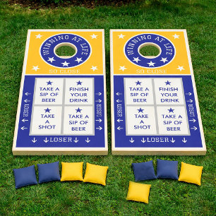 Funny Drinking Game Blue and Gold Cornhole Set