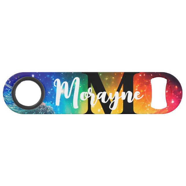 Funny Drinking Game Rainbow Tie-Dye Glitter Galaxy Bar Key (Back Horizontal)