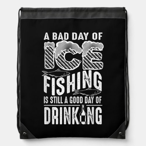 Funny Drinking Ice Fishing Dad Grandpa  Drawstring Bag