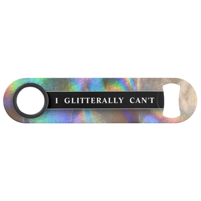 Funny Drinking Joke Faux Holographic Monogram Name Bar Key (Front (Horizontal))