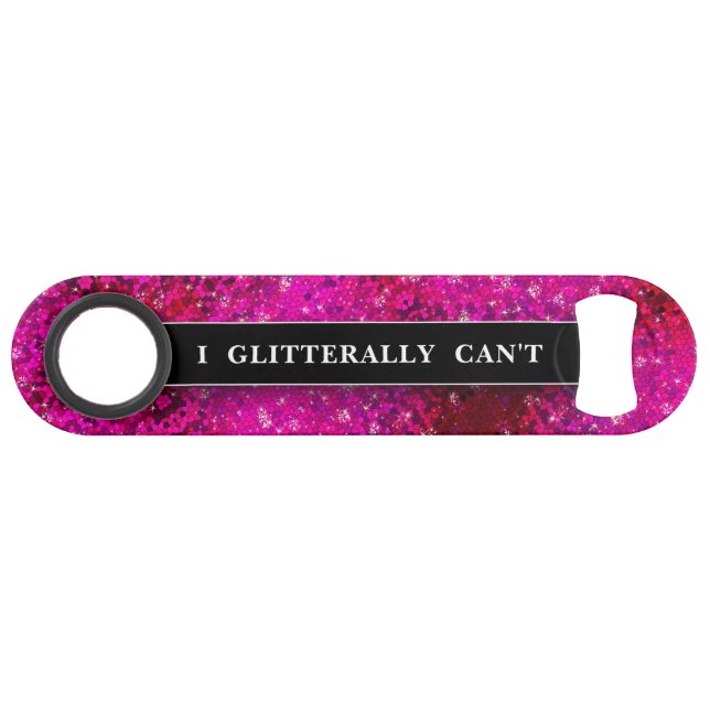 Funny Drinking Joke Hot Pink Glitter Monogram Name Bar Key (Front (Horizontal))