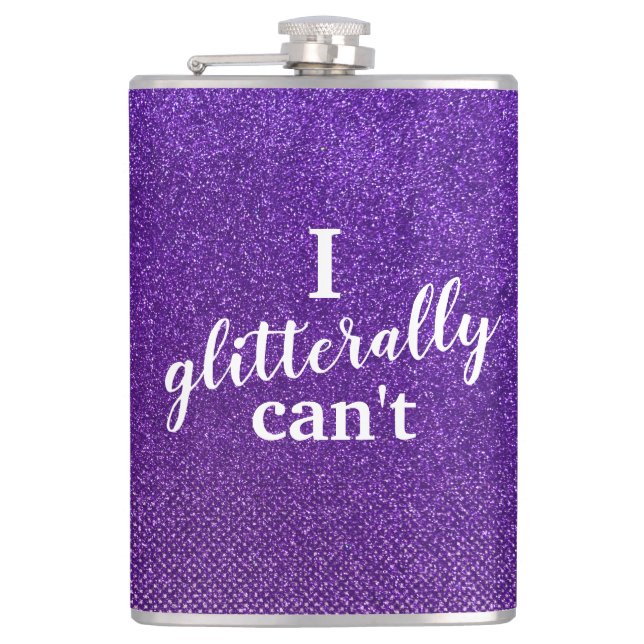 Funny Drinking Quotes Glitter Sparkle Glam Stylish Flask (Front)