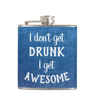 Funny Drinking Quotes Stylish Chic Glitter Sparkle Flask