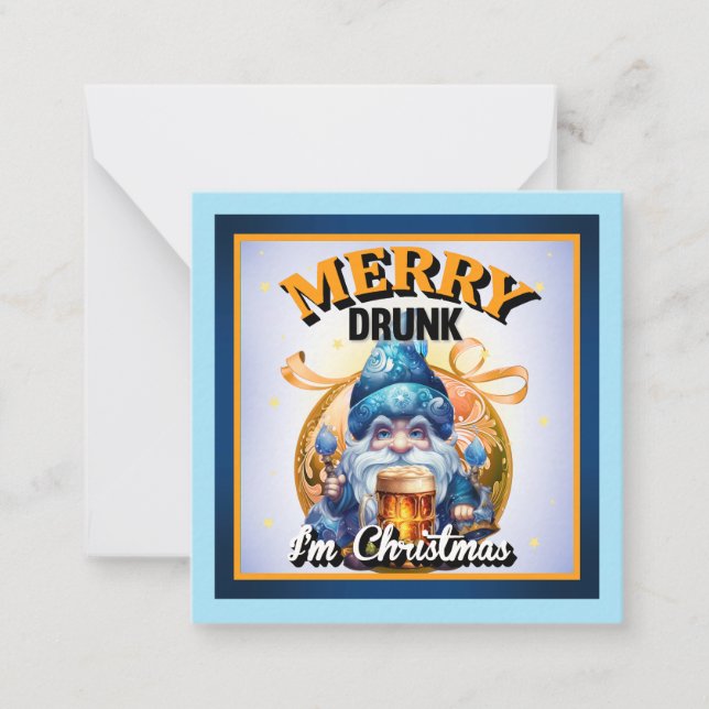 Funny Drinking  Retro Christmas Note Card (Front)
