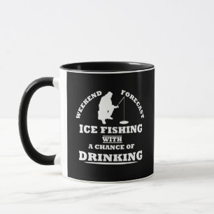 funny drinking saying and ice fishing mug
