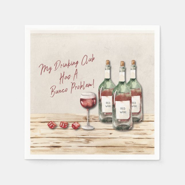 Funny Drinking Wine Bunco Napkins (Front)