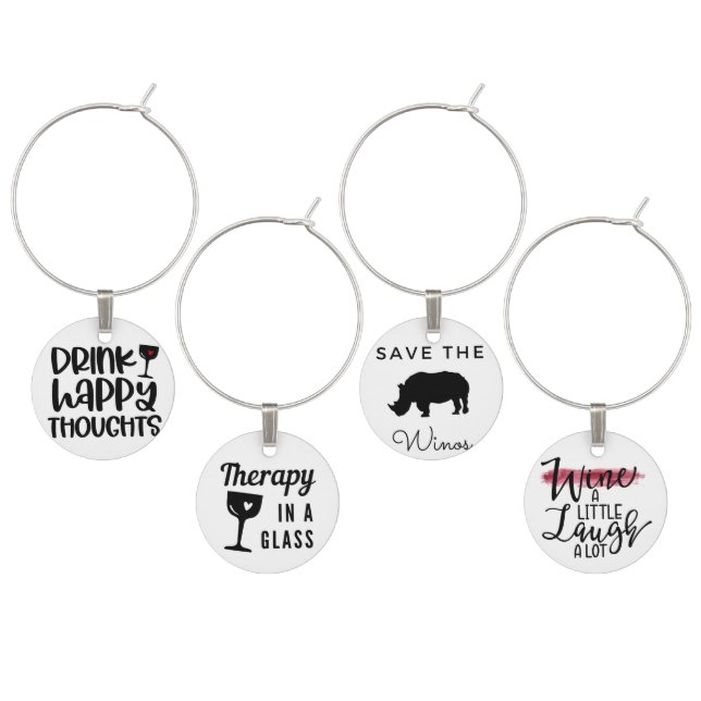 Funny Drinking Wine Quotes Wine Charm (Staggered)