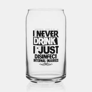 Funny drinking word art drinking can glass
