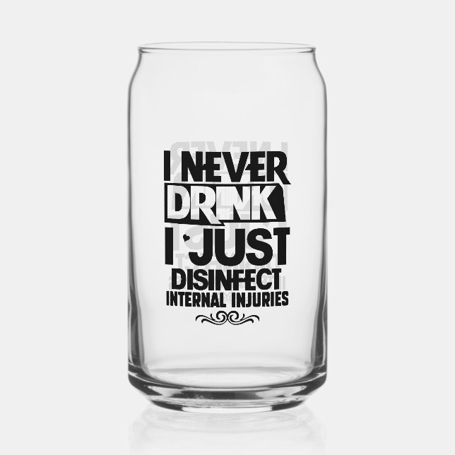 Funny drinking word art drinking can glass (Front)