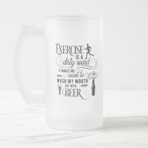funny drinking word art frosted glass beer mug
