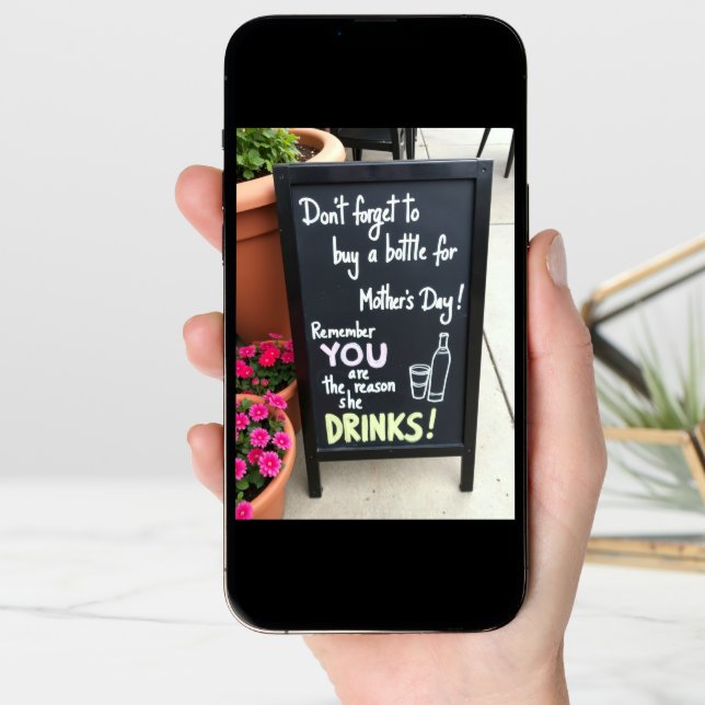 Funny Drinks Mothers Day Message Card (Front Digital)