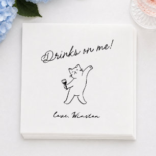 Funny Drinks on Me Cat Wedding Napkins