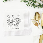 Funny Drinks on Us Two Dog Wedding Napkins<br><div class="desc">Add a playful touch to your wedding reception or bridal shower with these "Drinks on Us" cocktail napkins featuring a custom illustration of your two dogs. Upload a photo or sketch of your pets and personalize with their names for a fun, memorable bar detail your guests will love. The clean...</div>